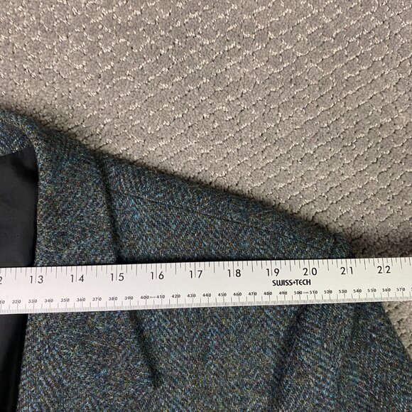 Harris Tweed Herringbone Blazer Sport Coat Men's 46 TALL Turquoise Blue Wool 46L - Picture 11 of 15